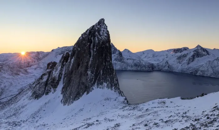 Framed Print : The sun rises above the Segla. Hesten, Fjordgard, Mefjorden, Senja, Norway, Europe Framed Print : The sun rises above the Segla. Hesten, Fjordgard, Mefjorden, Senja, Norway, Europe