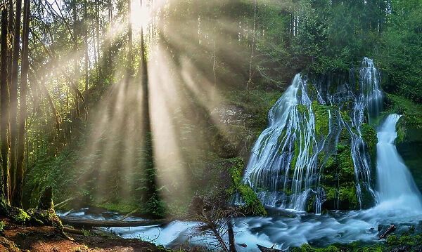 Sunbeams at Panther Creek Falls, Gifford Pinchot National Forest, Washington State, USA