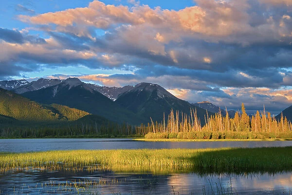 The Sundance Range and Vermillion Lakes at sunrise, Banff National Park, Alberta, Canada