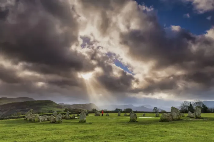 Framed Print : Sunrays on Castlerigg Stone Circle, Keswick, Cumbria, England