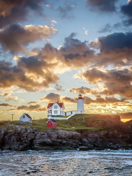Framed Print : Sunrise at Cape Neddick Lighthouse also called Nubble Lighthouse, York, Maine, New England, USA Framed Print : Sunrise at Cape Neddick Lighthouse also called Nubble Lighthouse, York, Maine, New England, USA