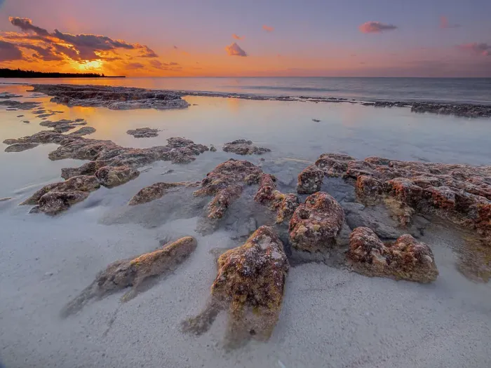 Framed Print : Sunrise on the Caribbean Sea at Spotts Beach on Grand Cayman, Cayman Islands, British West Indies