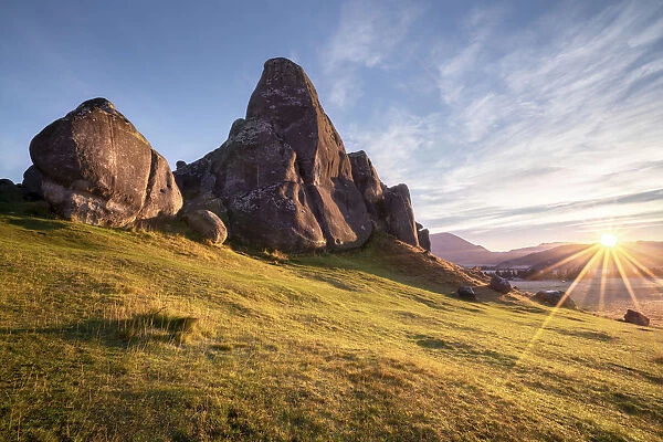 Sunrise at Castle Hill reserve, Canterbury, New Zealand