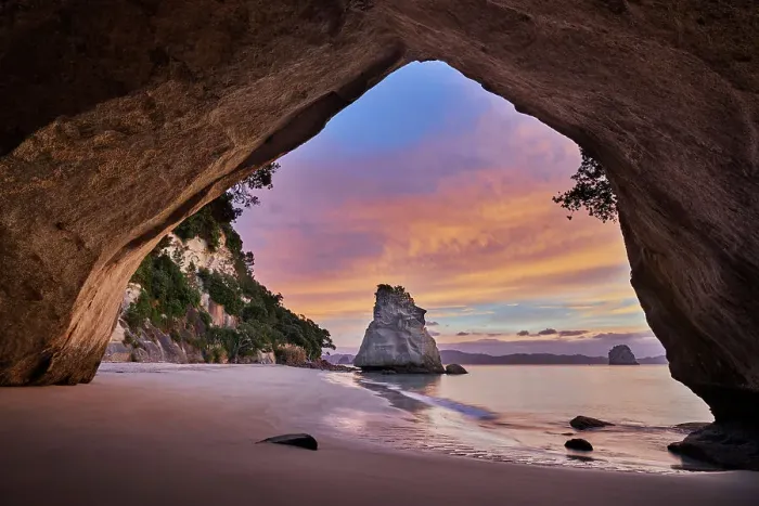 Framed Print : Sunrise at Cathedral Cove, Coromandel Peninsula, New Zealand Framed Print : Sunrise at Cathedral Cove, Coromandel Peninsula, New Zealand