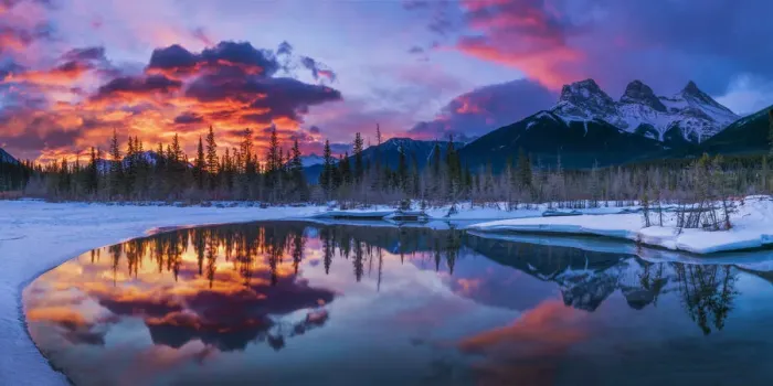Framed Print : Sunrise Clouds Reflecting in Bow River, Aberta, Canada Framed Print : Sunrise Clouds Reflecting in Bow River, Aberta, Canada