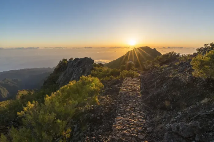 Framed Print : Sunrise over the clouds on the trail to Pico Ruivo Framed Print : Sunrise over the clouds on the trail to Pico Ruivo
