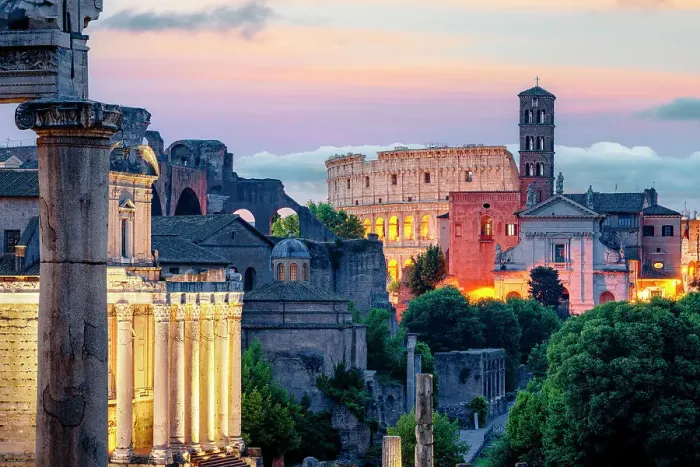 Framed Print : Sunrise over the Coliseum and Roman Forums, Rome, Italy Framed Print : Sunrise over the Coliseum and Roman Forums, Rome, Italy