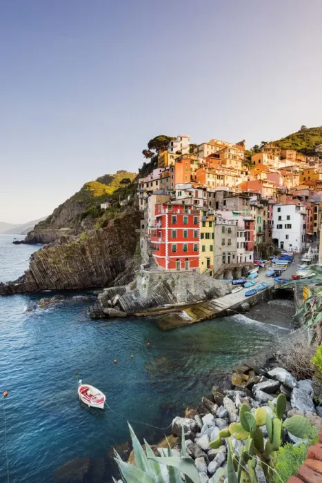 Framed Print : Sunrise over the colourful houses Framed Print : Sunrise over the colourful houses