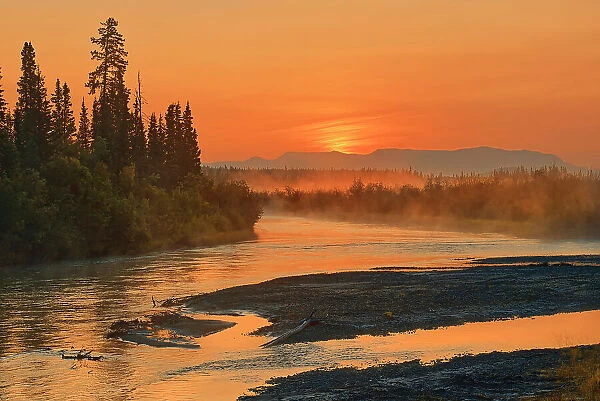 Sunrise on the Deazadeash River. Haines Road. Haines Junction, Yukon, Canada Haines Junction, Yukon, Canada