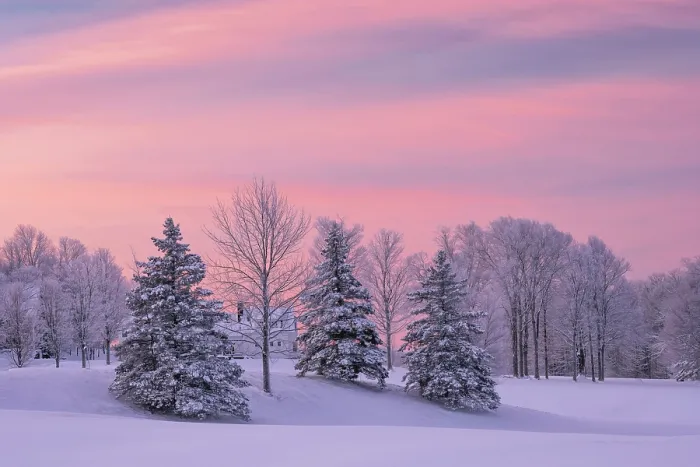 Framed Print : Sunrise over farmhouse and snow-covered trees, Green Mountains, Cabot, Vermont, USA Framed Print : Sunrise over farmhouse and snow-covered trees, Green Mountains, Cabot, Vermont, USA