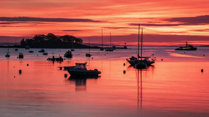 Framed Print : Sunrise over harbor, Camden, Maine, USA Framed Print : Sunrise over harbor, Camden, Maine, USA