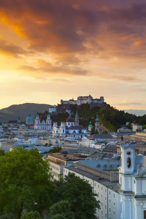 Framed Print : Sunrise over Hohensalzburg Fortressover & Alt Stadt, Salzburg, Salzkammergut, Austria