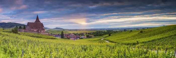 Framed Print : Sunrise over Hunawihr, Alsace, France Framed Print : Sunrise over Hunawihr, Alsace, France