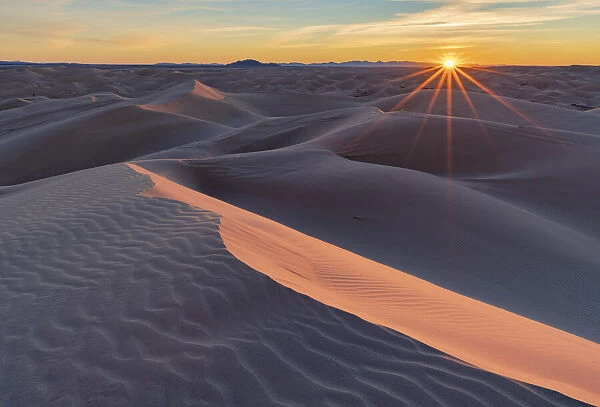 Sunrise over Imperial Sand Dunes National Recreation Area, California, USA