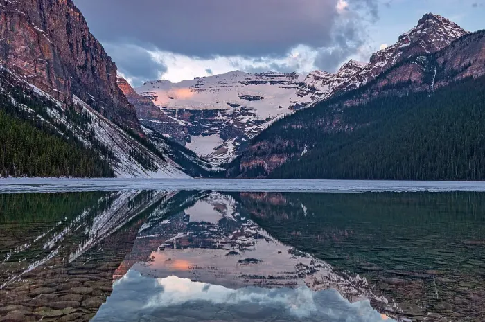 Framed Print : Sunrise at Lake Louise. Victoria Glacier on Mt. Victoria. Fairview Mountain onthe left and Mt. Whyte on the right, Banff National Park, Alberta, Canada Framed Print : Sunrise at Lake Louise. Victoria Glacier on Mt. Victoria. Fairview Mountain onthe left and Mt. Whyte on the right, Banff National Park, Alberta, Canada