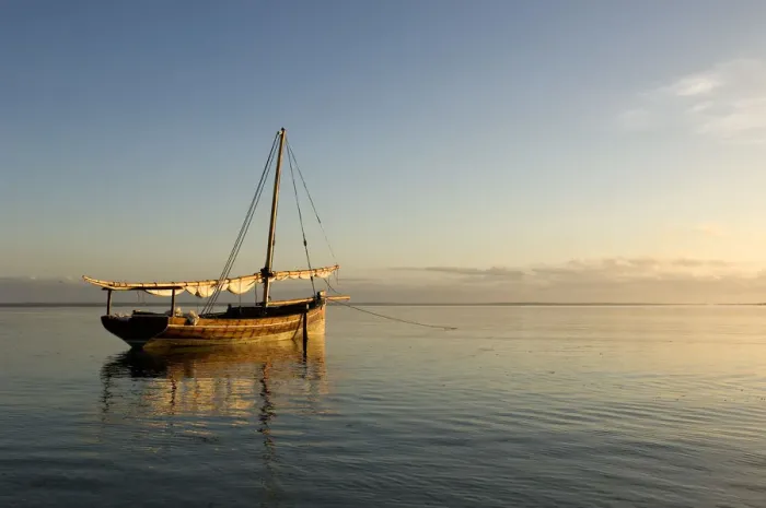 Framed Print : Sunrise light on traditional dhow, Mafia Island, Tanzania Framed Print : Sunrise light on traditional dhow, Mafia Island, Tanzania