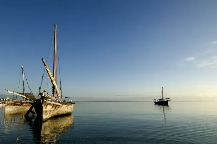 Framed Print : Sunrise light on traditional dhow, Mafia Island, Tanzania Framed Print : Sunrise light on traditional dhow, Mafia Island, Tanzania