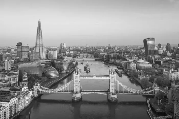 Framed Print : Sunrise looking down the river Thames to Tower Bridge, the Shard and city, London Framed Print : Sunrise looking down the river Thames to Tower Bridge, the Shard and city, London