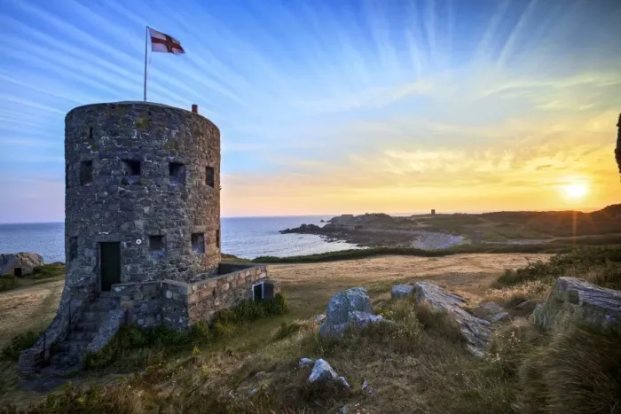 Framed Print : Sunrise At Martello Tower No 5, L Ancresse Bay, Guernsey, Channel Islands