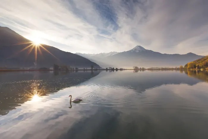 Framed Print : Sunrise on Mera river and Legnone mount (Lecco province), Dascio, Sorico