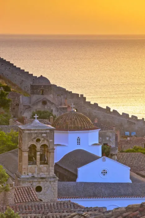 Framed Print : Sunrise Over Monemvasia, Laconia, The Peloponnese, Greece, Southern Europe Framed Print : Sunrise Over Monemvasia, Laconia, The Peloponnese, Greece, Southern Europe
