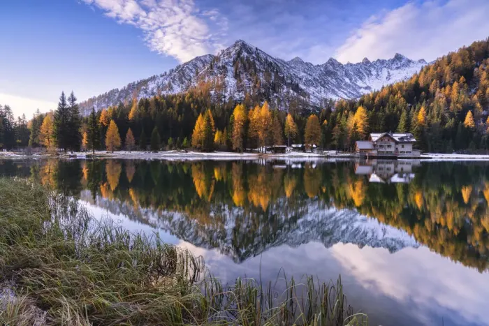 Framed Print : Sunrise in Nambino lake, Madonna di Campiglio, Trento province in Trentino Alto Adige Framed Print : Sunrise in Nambino lake, Madonna di Campiglio, Trento province in Trentino Alto Adige