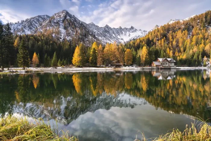 Framed Print : Sunrise in Nambino lake, Madonna di Campiglio, Trento province in Trentino Alto Adige