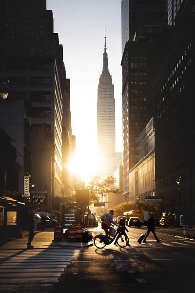 Sunrise in new York during Manhattan Edge. Manhattan, New York, Usa