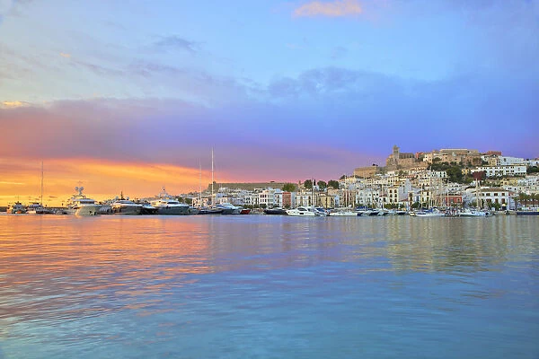 Sunrise Over Old Ibiza Town, Ibiza, Balearic Islands, Spain