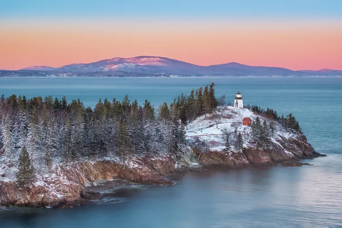 Framed Print : Sunrise over Owl's Head Light in Owl's Head, Maine, USA Framed Print : Sunrise over Owl's Head Light in Owl's Head, Maine, USA