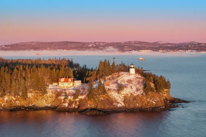 Framed Print : Sunrise over Owl's Head Light in Owl's Head, Maine, USA Framed Print : Sunrise over Owl's Head Light in Owl's Head, Maine, USA