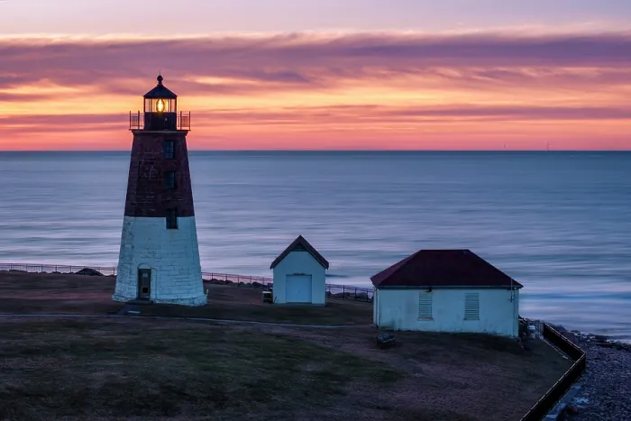 Framed Print : Sunrise over Point Judith Lighthouse, Narrangansett Bay, Rhode Island, USA Framed Print : Sunrise over Point Judith Lighthouse, Narrangansett Bay, Rhode Island, USA