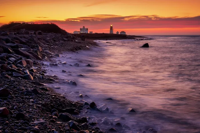 Framed Print : Sunrise at Point Judith Lighthouse, Narragansett Bay, Point Judith, Rhode Island, USA