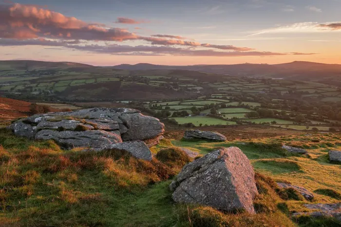 Framed Print : Sunrise over rolling countryside from Corndon Tor, Dartmoor, Devon, England. Autumn (October) 2016 Framed Print : Sunrise over rolling countryside from Corndon Tor, Dartmoor, Devon, England. Autumn (October) 2016