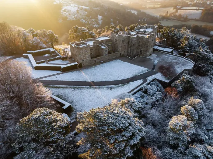 Framed Print : Sunrise over snow covered Castle Drogo on a chill winter morning, Dartmoor National Park, Devon, England. Winter (December) 2023 Framed Print : Sunrise over snow covered Castle Drogo on a chill winter morning, Dartmoor National Park, Devon, England. Winter (December) 2023