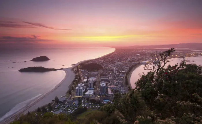 Framed Print : Sunrise from the summit of Mount Maunganui, New Zealand Framed Print : Sunrise from the summit of Mount Maunganui, New Zealand