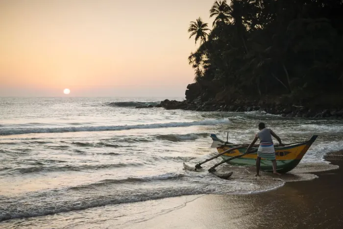 Framed Print : Sunrise at Talalla Beach, South Coast, Sri Lanka, Asia