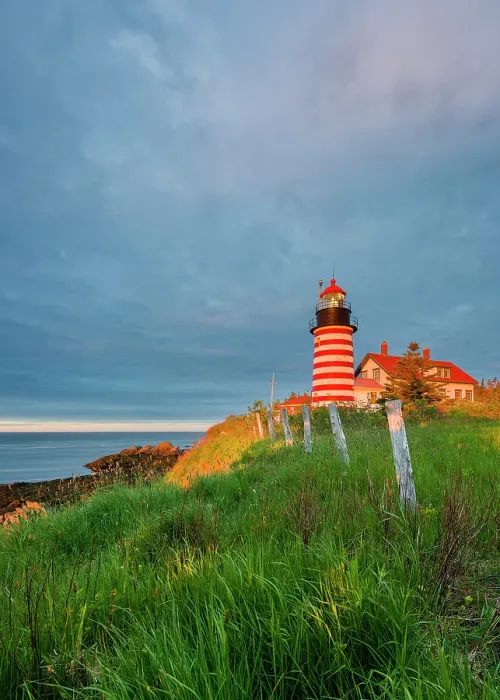 Framed Print : Sunrise over West Quoddy Head Lighthouse, Lubec, Maine, USA