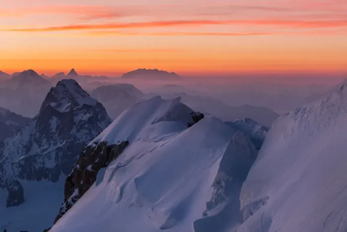 Framed Print : Sunrisescape from Col Maudit along the way from Les Cosmiques to Mount Blanc Framed Print : Sunrisescape from Col Maudit along the way from Les Cosmiques to Mount Blanc