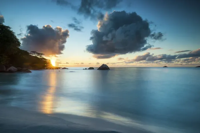 Framed Print : Sunset at Anse Lazio Beach, Praslin, Seychelles Framed Print : Sunset at Anse Lazio Beach, Praslin, Seychelles