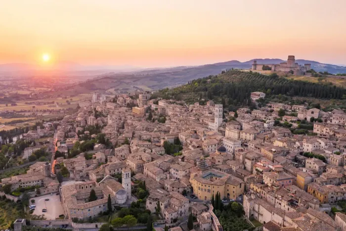 Framed Print : Sunset over Assisi, Perugia province, Umbria, Italy, Europe Framed Print : Sunset over Assisi, Perugia province, Umbria, Italy, Europe