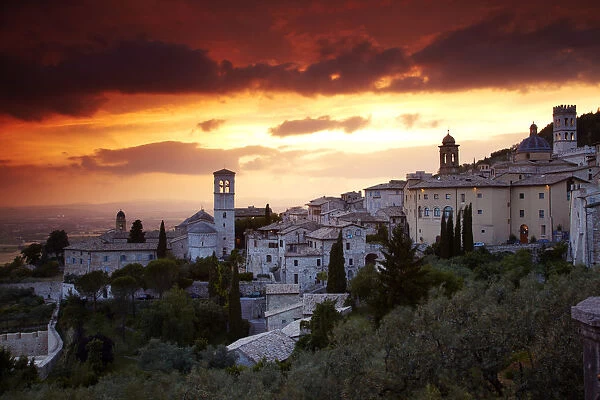 Sunset over Assisi, Umbria, Italy
