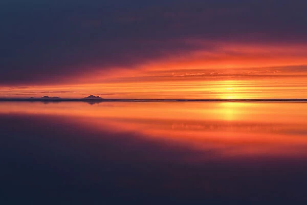 Sunset over Atlantic Ocean, Skogar, Iceland