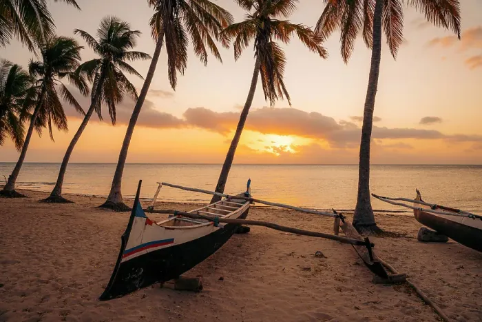 Framed Print : Sunset on a beach, a dugout canoe. Madagascar, Africa. Ifaty Framed Print : Sunset on a beach, a dugout canoe. Madagascar, Africa. Ifaty