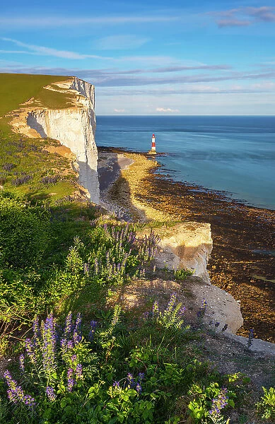 Sunset at Beachy Head lighthouse, Eastbourne, Beachy Head, East Sussex, United Kingdom