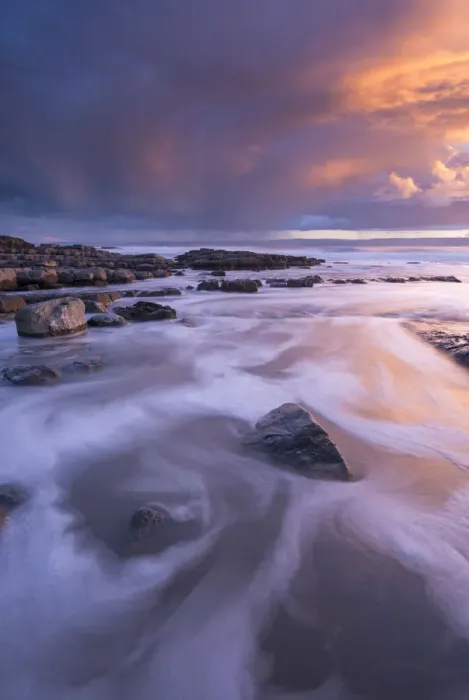 Framed Print : Sunset over the Bristol Channel from Nash Point on the Glamorgan Coast, Wales, UK