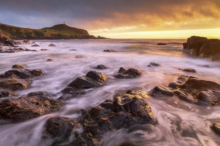 Framed Print : Sunset over Cape Cornwall from the rocky shores of Porth Ledden, Cornwall, England. Spring (May) 2022 Framed Print : Sunset over Cape Cornwall from the rocky shores of Porth Ledden, Cornwall, England. Spring (May) 2022