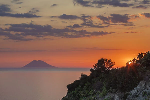 Sunset at Capo Vaticano, with Stomboli in the background, Vibo Valentia province, Italy