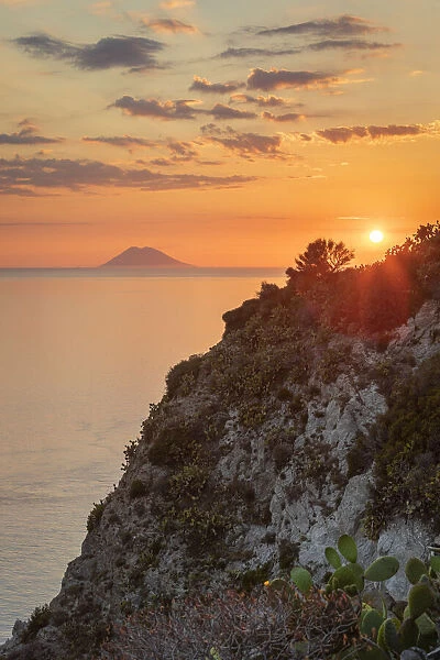 Sunset at Capo Vaticano, with Stomboli in the background, Vibo Valentia province, Italy