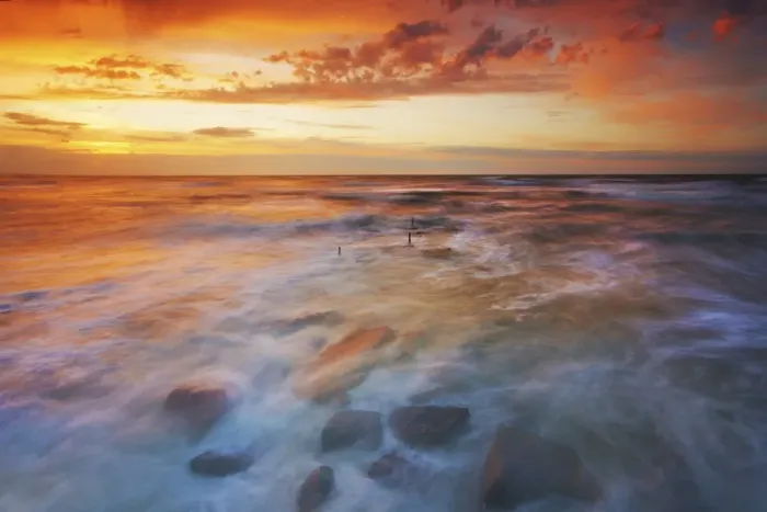 Framed Print : Sunset along the coast of Emilia Romagna, Italy